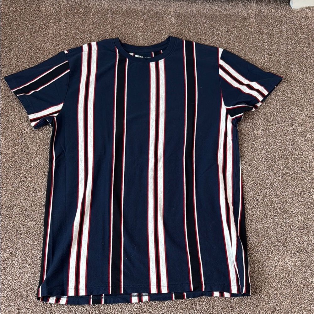 Blue and Red Short Sleeve Striped Tee